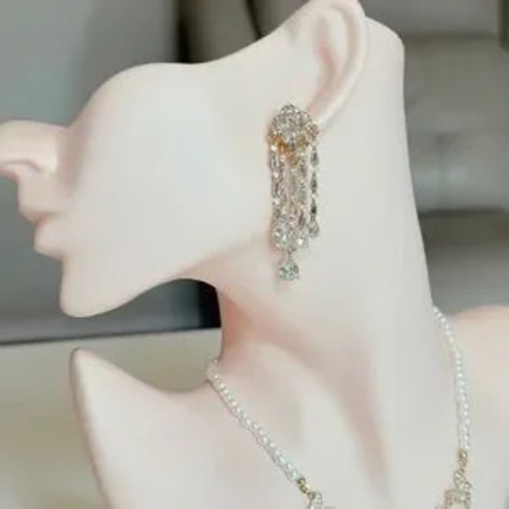 Gold and Clear Crystal Fringe Drop Earrings - Women Jewelry